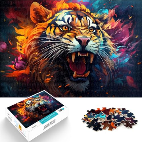 1000-teiliges Puzzle für Erwachsene mit Tigermotiv – anspruchsvolles Spiel ganze Familie für Teenager ab 14 Jahren 26x38cm von BBVNFLIR