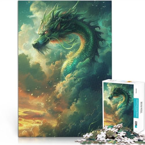 1000-teiliges Puzzle für Erwachsene mit grünem Drachen – anspruchsvolles Spiel ganze Familie 26x38cm von BBVNFLIR