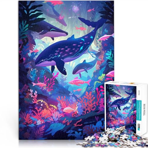 1000-teiliges Puzzle für Erwachsene mit schwimmenden Walen Das Denkspiel ganze Familie und für Teenager ab 14 Jahren 26x38cm von BBVNFLIR