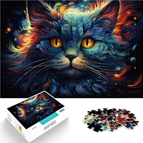 1000-teiliges Puzzle für Erwachsene mysteriöse Weltraumkatze Puzzle für Lernspiele Herausforderung Spielzeug Geburtstagsgeschenke 26x38cm von BBVNFLIR