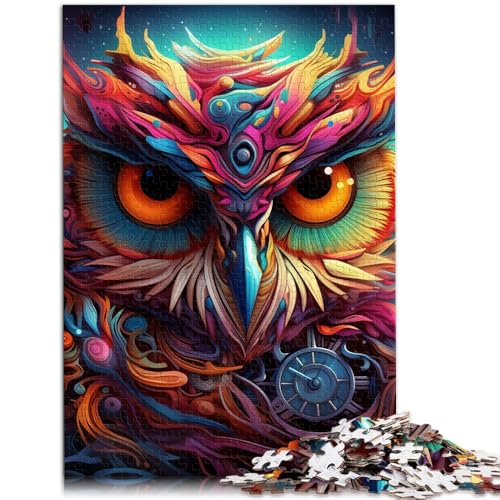 1000-teiliges Puzzle für Erwachsene psychedelische Eule Spiele Spielzeug Geschenk Lernspiel zum Geburtstag Weihnachten für Teenager ab 14 Jahren 26x38cm von BBVNFLIR