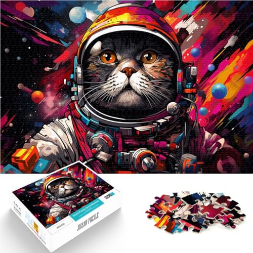 1000-teiliges Puzzle für Erwachsene psychedelische Katze lustige Spiele Lernspiel für Geburtstag Weihnachten für Teenager ab 14 Jahren 50x75cm von BBVNFLIR