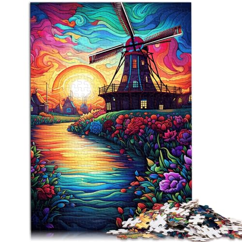 1000-teiliges Puzzle für Erwachsene schöne Windmühlenstadt Lernspielzeug Heimkunstdekor für Teenager ab 14 Jahren 26x38cm von BBVNFLIR