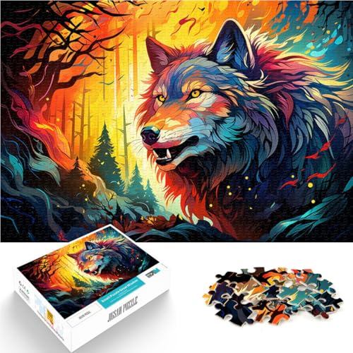 1000-teiliges Puzzle für Erwachsene wütender Wolf Lernspiele für Zuhause DIY-Spielzeug Herausforderung der Gehirnintelligenz süchtig machendes Spielzeug 26x38cm von BBVNFLIR