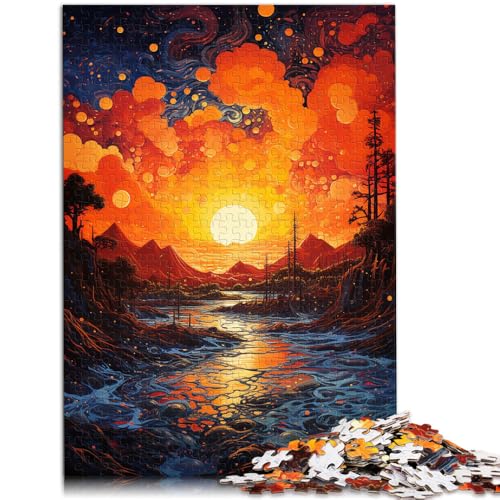 Puzzle für Erwachsene 1000 Teile Orangefarbener Sonnenuntergang Herausforderndes Spielspielzeug Lernspiel für Geburtstag Weihnachten 50x75cm von BBVNFLIR