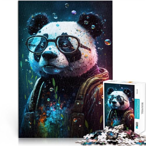 Puzzle 1000 Teile für Erwachsene „Cosmic Panda mit Brille“ – Lustige Spiele ganze Familie 26x38cm von BBVNFLIR