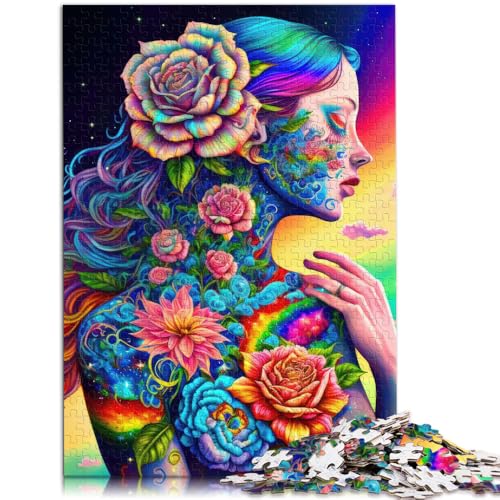 Puzzle 1000 Teile für Erwachsene „Regenbogenblumengöttin“-Denkspiel mit vollständig ineinander greifenden zufällig geformten Teilen 26x38cm von BBVNFLIR