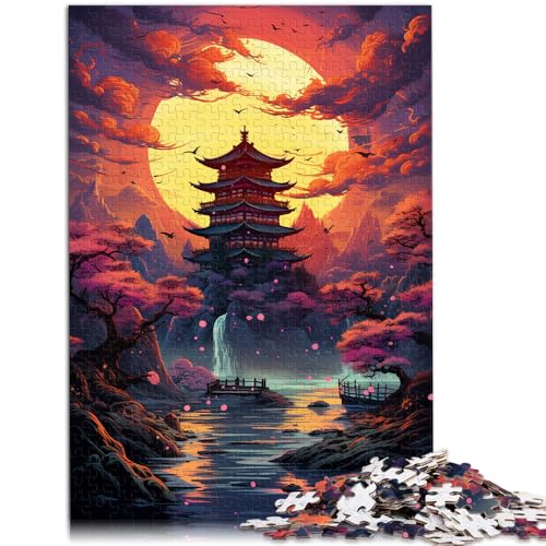 Puzzle 1000 Teile für Erwachsene „Sonnenuntergang über der Pagode“ Spielspielzeug ganze Familie für Teenager ab 14 Jahren 26x38cm von BBVNFLIR