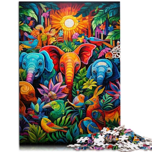 Puzzle 1000 Teile für Erwachsene Afrikanische Tiere Lernspiel Herausforderungsspielzeug mit passendem Poster und Quizblatt 26x38cm von BBVNFLIR