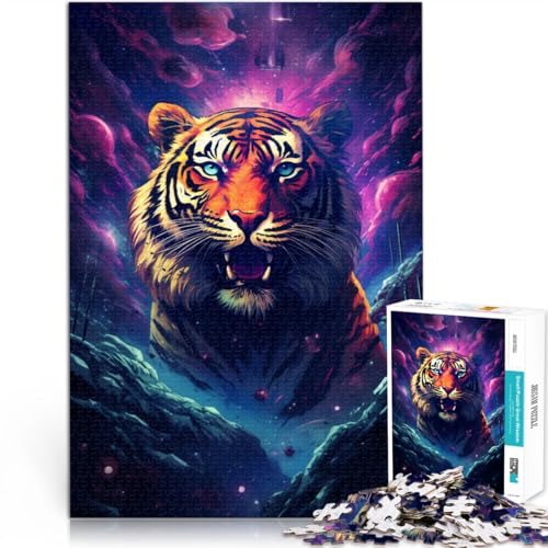 Puzzle 1000 Teile für Erwachsene Art Tiger Lernspiel Challenge Spielzeug Lernspiel zum Geburtstag Weihnachten für Teenager ab 14 Jahren 26x38cm von BBVNFLIR