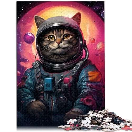 Puzzle 1000 Teile für Erwachsene Astronaut Katze Weltraum-Puzzle Mitmach-Spiel für die Heimdekoration Geeignet für Teenager ab 14 Jahren 26x38cm von BBVNFLIR