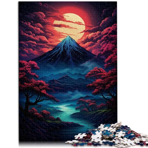 Puzzle 1000 Teile für Erwachsene Berg hinter Bäumen bei Nacht Lernpuzzle Familienspiel Stressabbau 26x38cm von BBVNFLIR