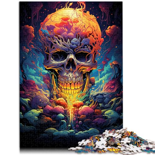 Puzzle 1000 Teile für Erwachsene Blumenschädel auf Flammen Stressabbau-Spielzeug ganze Familie 26x38cm von BBVNFLIR