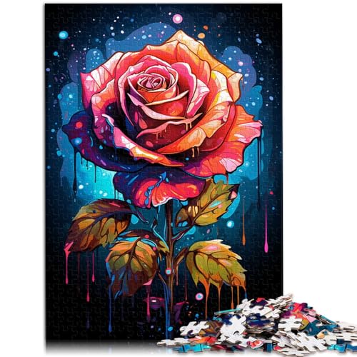 Puzzle 1000 Teile für Erwachsene Bunte Rosen Cartoon-Puzzle mit passendem Poster und Quizblatt für Teenager ab 14 Jahren 50x75cm von BBVNFLIR