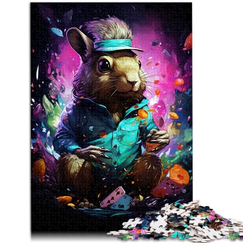 Puzzle 1000 Teile für Erwachsene Eichhörnchen Poker für Puzzle ganze Familie für Teenager ab 14 Jahren 26x38cm von BBVNFLIR