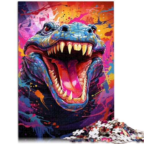 Puzzle 1000 Teile für Erwachsene Farbmalerei Krokodil Spiel Spielzeug Familienspiel Stressabbau Schwierige Herausforderung 26x38cm von BBVNFLIR