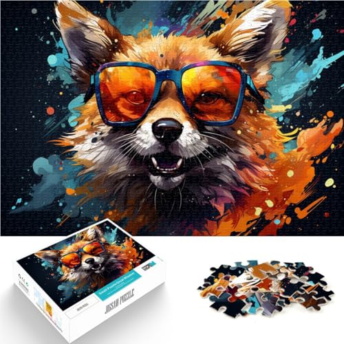 Puzzle 1000 Teile für Erwachsene Fuchs mit Sonnenbrille Denkspiel Herausforderung der Gehirnintelligenz Suchtspielzeug 50x75cm von BBVNFLIR