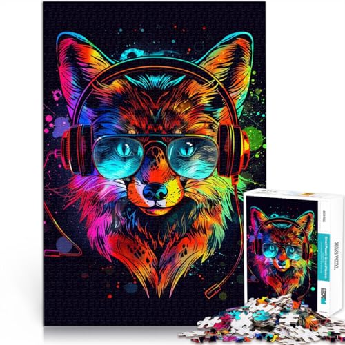 Puzzle 1000 Teile für Erwachsene Fuchs mit Sonnenbrille Denkspiel ganze Familie für Teenager ab 14 Jahren 26x38cm von BBVNFLIR