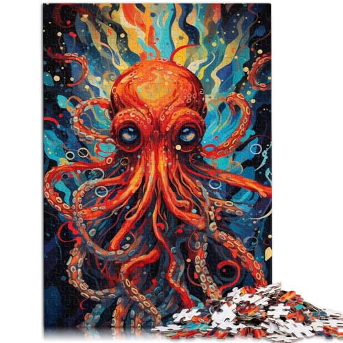 Puzzle 1000 Teile für Erwachsene Kunst Aquarell Oktopus Lernspielzeug Stressabbau für Teenager ab 14 Jahren 26x38cm von BBVNFLIR
