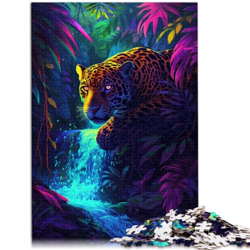 Puzzle 1000 Teile für Erwachsene Leopard auf dem Wasserfall Puzzle praktisches Spiel zum Stressabbau für Teenager ab 14 Jahren 26x38cm von BBVNFLIR
