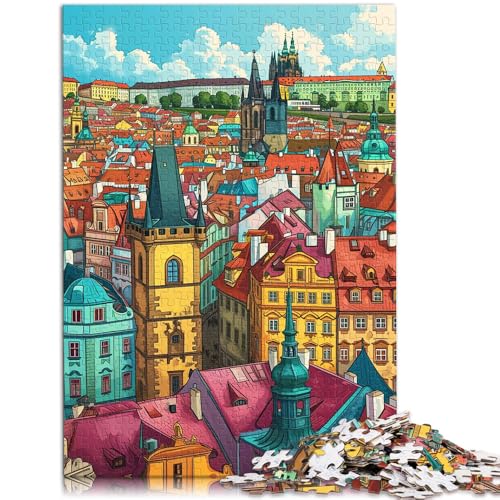 Puzzle 1000 Teile für Erwachsene Prag Lernspielzeug mit passendem Poster und Quizblatt für Teenager ab 14 Jahren 26x38cm von BBVNFLIR
