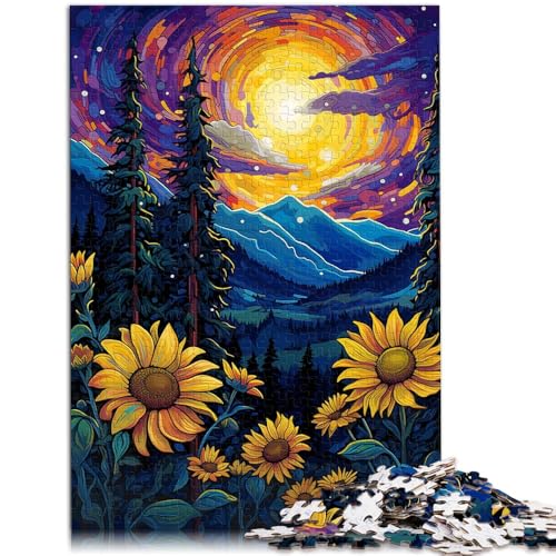 Puzzle 1000 Teile für Erwachsene Sonnenblumen unter Nachtlicht Puzzle-Wanddekoration verbessert das Gedächtnis für Jugendliche ab 14 Jahren 26x38cm von BBVNFLIR