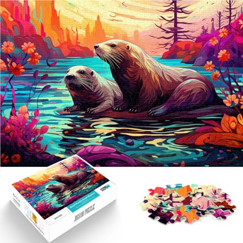 Puzzle 1000 Teile für Erwachsene bunter Otter Lernpuzzle Herausforderung der Gehirnintelligenz süchtig machendes Spielzeug 26x38cm von BBVNFLIR