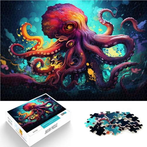 Puzzle 1000 Teile für Erwachsene farbenfroher Tierkraken lustige Spiele Wanddekoration einzigartige Geburtstags 50x75cm von BBVNFLIR