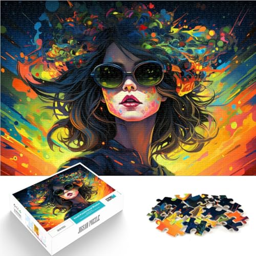 Puzzle 1000 Teile für Erwachsene farbige Neonfrau für Puzzle zum Stressabbau schwierige Herausforderung geeignet für Jugendliche ab 14 Jahren 50x75cm von BBVNFLIR