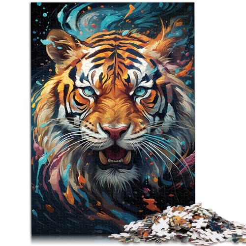 Puzzle 1000 Teile für Erwachsene geheimnisvolles Tigergemälde Lernpuzzle Heimkunstdekor geeignet für Jugendliche ab 14 Jahren 26x38cm von BBVNFLIR