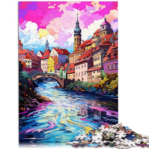Puzzle 1000 Teile für Erwachsene von Cesky Krumlov Lernspiel zum Geburtstag Weihnachten für 14-Jährige 26x38cm von BBVNFLIR