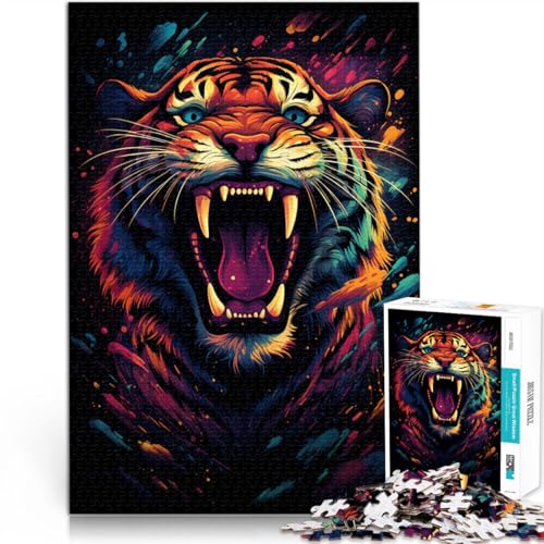 Puzzle 1000 Teile für Erwachsene wütender Tiger Lernspiel Herausforderung Spielzeug Wanddekoration einzigartige Geburtstags 26x38cm von BBVNFLIR