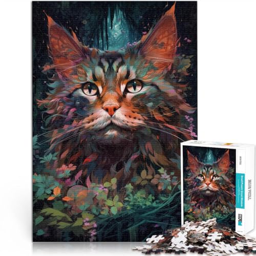 Puzzle Erwachsene 1000 Teile Maine-Coon-Katze Spiele Spielzeug Geschenk Herausforderung die Gehirnintelligenz süchtig machendes Spielzeug Kinder ab 14 Jahren 26x38cm von BBVNFLIR