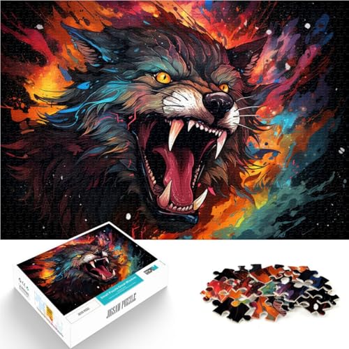 Puzzle Erwachsene 1000 Teile farbenfrohes Fantasy-Puzzle mit gewalttätigem Wolf Spielzeug Denkspiel anspruchsvolles Spiel und Familienspiel Teenager ab 14 Jahren 26x38cm von BBVNFLIR