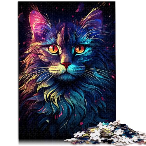 1000-teiliges Puzzle für Erwachsene Bunte Kunstkatze Lernspielzeug Herausforderung der Gehirnintelligenz süchtig machendes Spielzeug 50x75cm von BBVNFLIR