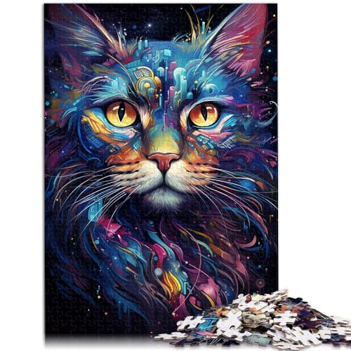 Puzzle für Erwachsene 1000 Teile farbenfrohe Kunstkatze Lernspielzeug Familienspiele Stressabbau für Teenager ab 14 Jahren 50x75cm von BBVNFLIR