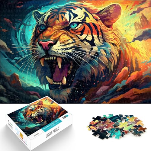 Puzzle für Erwachsene 1000 Teile bunter Alien-Tiger Lernspiele für Zuhause DIY-Spielzeug verbessert das Gedächtnis für Teenager ab 14 Jahren 50x75cm von BBVNFLIR