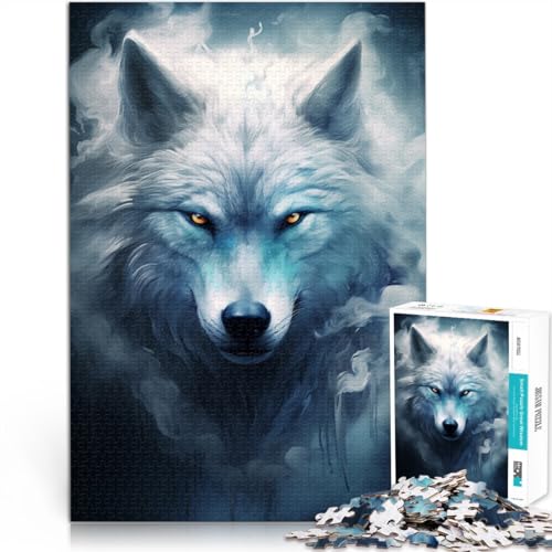 Puzzle für Erwachsene 1000 Teile weißer Kunstwolf anspruchsvolles Spiel Geschenke zum Stressabbau schwierige Herausforderung für 14-Jährige 50x75cm von BBVNFLIR