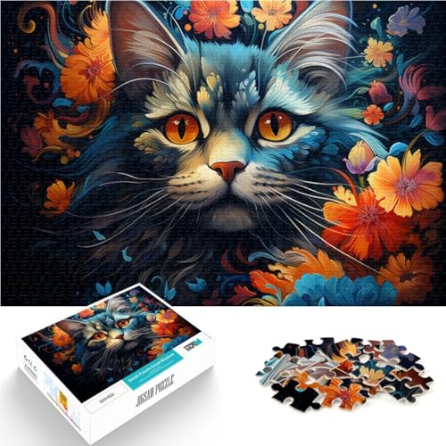 Puzzle für Erwachsene mit 1000 Teilen Katzen und Blumen Das Denkspiel eignet ganze Familie für Teenager ab 14 Jahren 50x75cm von BBVNFLIR