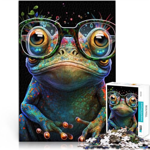 Puzzle für Erwachsene 1000 Teile „Cosmic Frog Wears Glasses“ Familienspaß-Puzzles ganze Familie 50x75cm von BBVNFLIR