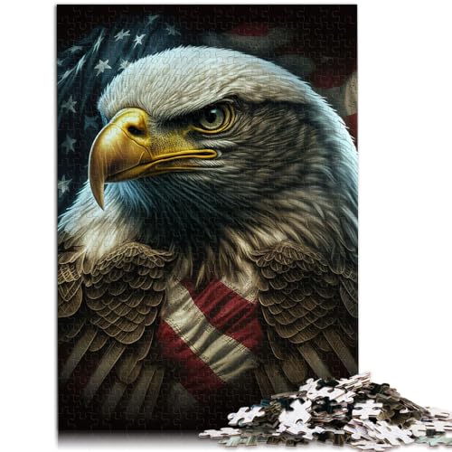 Puzzle für Erwachsene 1000 Teile Adler Amerikanische Flagge Puzzle für Lernspiel Herausforderung Spielzeug Geburtstagsgeschenke 26x38cm von BBVNFLIR