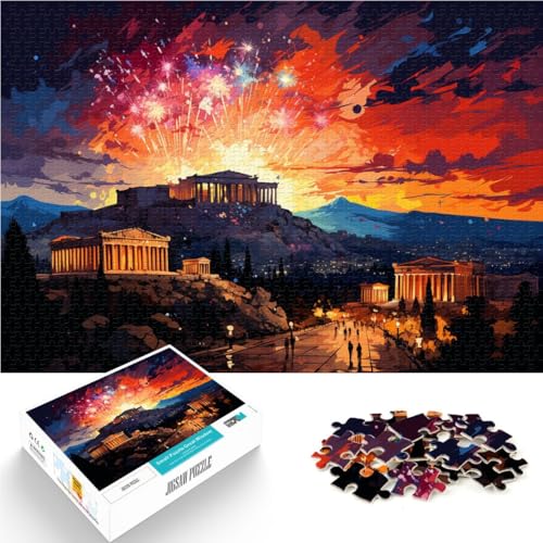 Puzzle für Erwachsene 1000 Teile Akropolis buntes Spielzeug Denkspiel mit vollständig ineinander greifenden zufällig geformten Teilen 26x38cm von BBVNFLIR