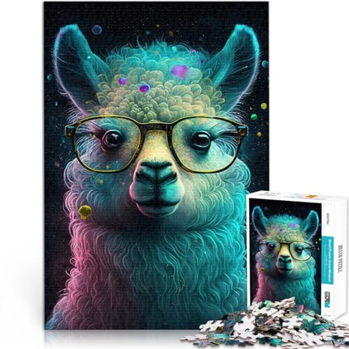 Puzzle für Erwachsene 1000 Teile Alpaka mit Brille Puzzles Geschenke herausfordernd zu vervollständigen Aber lustig und humorvoll 50x75cm von BBVNFLIR