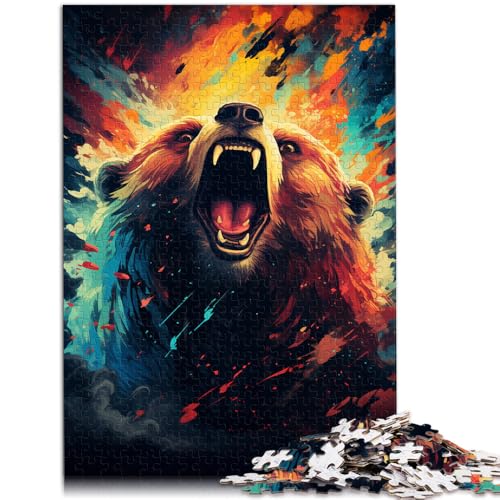 Puzzle für Erwachsene 1000 Teile Bär Lernspielzeug Familienspiele mit passendem Poster und Quizblatt für Teenager ab 14 Jahren 26x38cm von BBVNFLIR