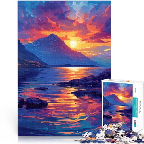 Puzzle für Erwachsene 1000 Teile Berge bei Sonnenuntergang Lernspielzeug ganze Familie 26x38cm von BBVNFLIR
