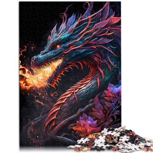 Puzzle für Erwachsene 1000 Teile Blumen Drachen Anspruchsvolles Spiel Puzzles eignen Sich als Geschenk für die ganze Familie 26x38cm von BBVNFLIR