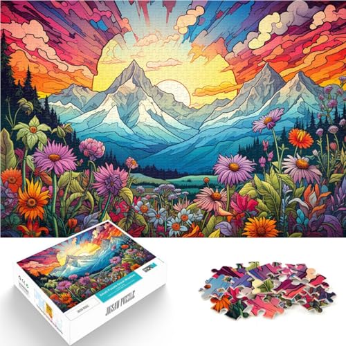 Puzzle für Erwachsene 1000 Teile Blumen und Berge als Puzzle-Geschenk Stressabbau Urlaub zu Hause Zeit totschlagen 26x38cm von BBVNFLIR