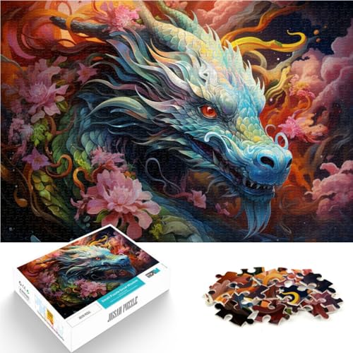 Puzzle für Erwachsene 1000 Teile Blumen und Drachen schwieriges und herausforderndes Lernspiel für Geburtstag Weihnachten 26x38cm von BBVNFLIR