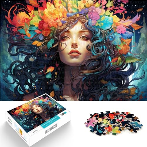 Puzzle für Erwachsene 1000 Teile Blumenfrau pädagogisches Spielzeug zum Stressabbau verbessert das Gedächtnis für Teenager ab 14 Jahren 26x38cm von BBVNFLIR