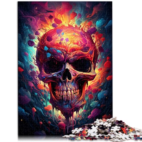 Puzzle für Erwachsene 1000 Teile Blumenschädel auf Flammen anspruchsvolles Spiel Kunstwerk Geschenk für Teenager ab 14 Jahren 26x38cm von BBVNFLIR